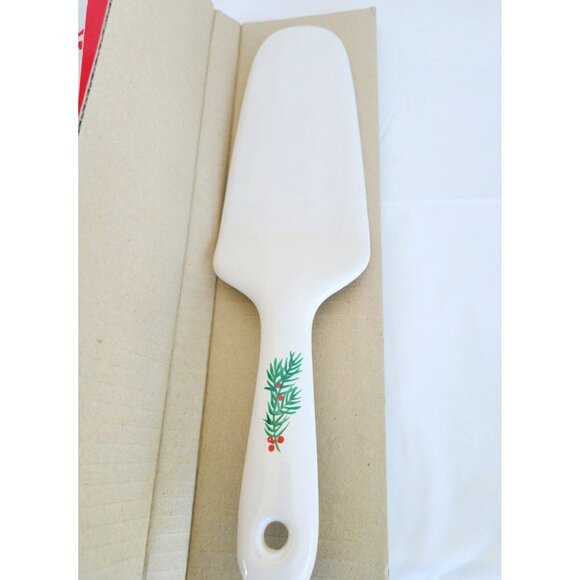 VtgChristmas Tree Cake Plate & Serving Spatula Matching Set Holiday Party Serve - Picture 3 of 7